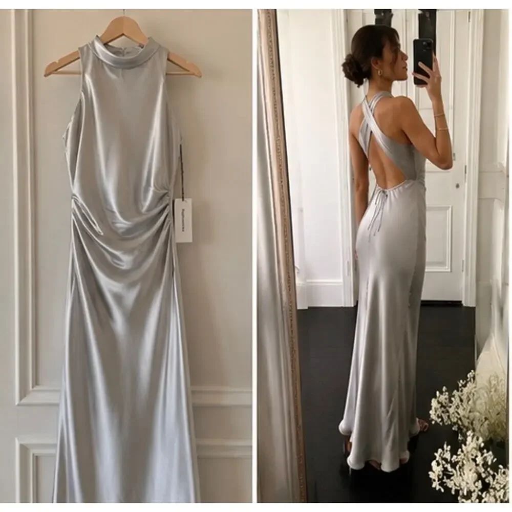 reformation anaiis silk dress Moonlight US4 - Picture 3 of 10